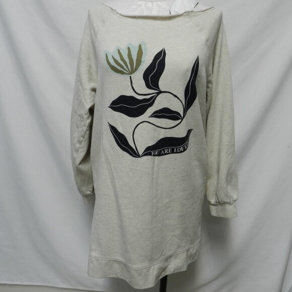 ANTHROPOLOGIE M Parrott relaxed tunic top sweatshirt off shoulder NEW Small Sm S - Picture 1 of 11
